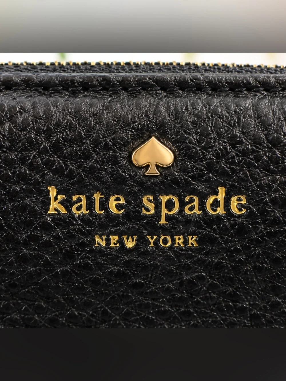 Kate Spade New York Black Pebbled Leather Zip Card Coin Wallet